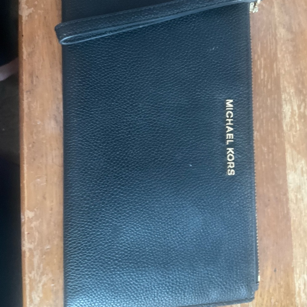 Michael Kors Black Leather Wristlet